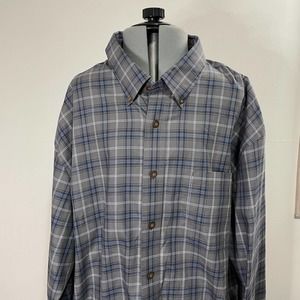 Cabela's Men's Button-down Shirt Long-sleeve Blue Gray 2XLT XXLT